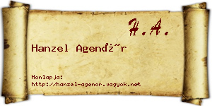 Hanzel Agenór névjegykártya